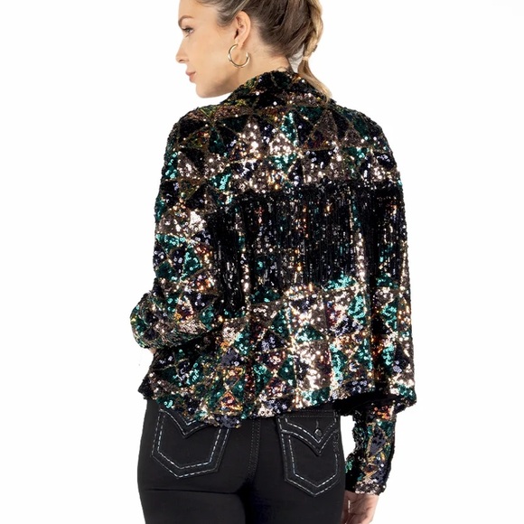 Miss Me geometric sequin fridge jacket - Picture 4 of 8